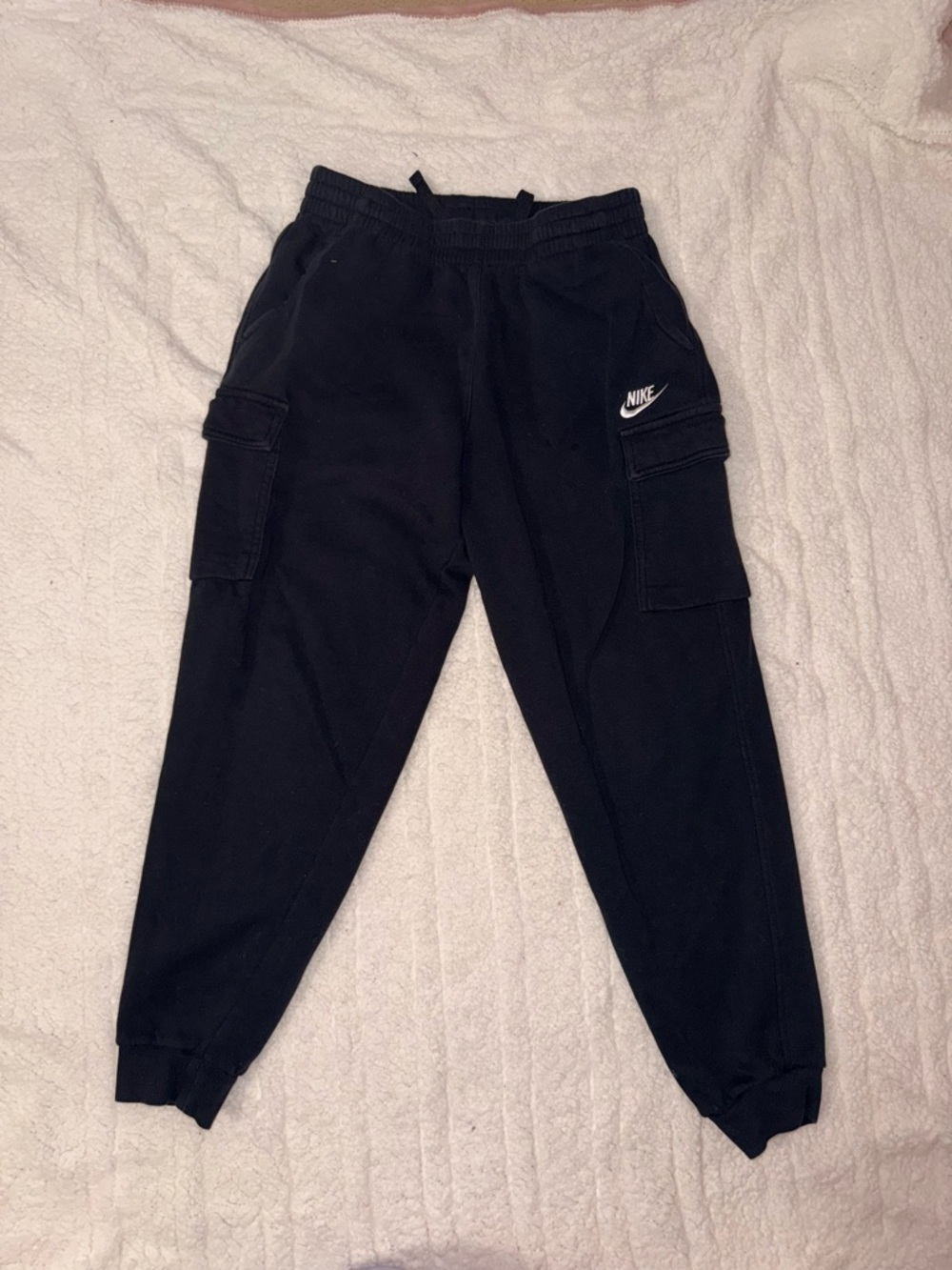 Nike Black Cargo Jogger Pants for Kids - White Logo